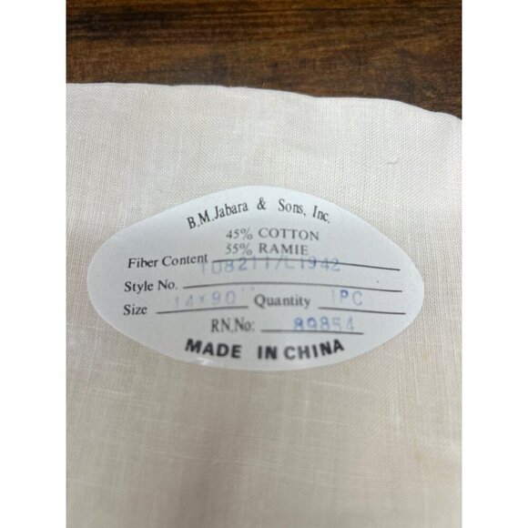 Embroidered Wheat & Floral Table Runner 14"x90" B.M. Jabara & Sons Cotton/Ramie - Picture 3 of 3